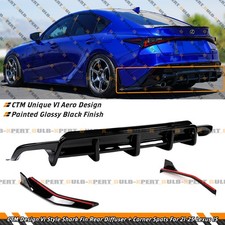 For 21-26 Lexus IS300 IS350 CTM V1 Gloss Black Rear Diffuser + Corner Extensions picture