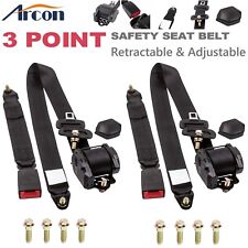 2x Retractable 3 Point Safety Seat Belt Straps Car Vehicle Adjustable Belt Kit picture