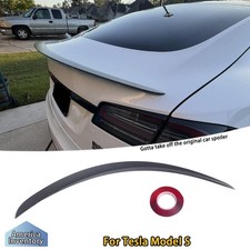 For Tesla Model S Matte Dry Carbon Fiber Trunk Wing Spoiler picture