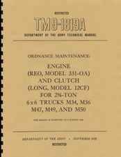 TM9 1819A ~ Engine Manual ~ REO Model 331-OA ~ 2.5 Ton 6x6 ~ M34, M36 ~ Reprnt picture