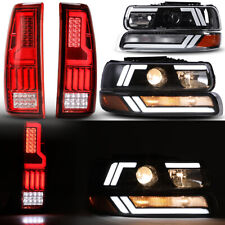 For1999-2002 Chevy Silverado 1500/2500 LED DRL Headlights+Bumper Lamp+Taillights picture