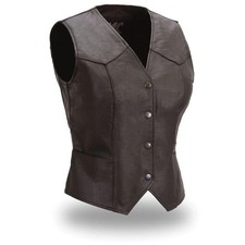 Women's Sweet Sienna Milled Hide Biker Vest With 2 Welt Hip Pockets by FirstMFG picture