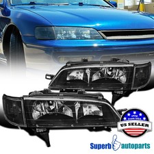 Fits 1994-1997 Honda Accord DX LX EX Headlights Corner Signal Lamps Black picture