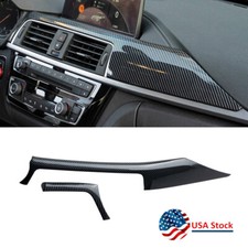 2Pcs Center Dash Panel Trim For BMW 3 Series F30 F31 2012-2018 Carbon Fiber Look picture