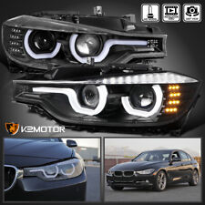 Black Fits 2012-2015 BMW F30 328i 335i LED U Halo HID Type Projector Headlights picture