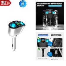 360° Adjustable Car Cigarette Lighter Splitter with Dual USB and Type-C Charger picture