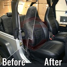 Front Rear Seat Covers for Jeep Wrangler TJ 1997-2002 Heavy Duty Leather -Black picture