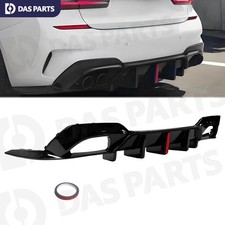 For 19-22 BMW G20 3 Series Gloss Black Rear Diffuser Vertical LED Light VT Style picture