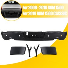 Black Rear Bumper For 2009-2018 Dodge RAM 1500 w/ Dual Exhaust & Sensor Holes picture