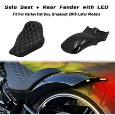 Black Solo Driver Rider Seat Rear Short Fender w/ Turn Signal Brake LED Light picture