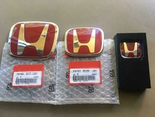 🎁3PCS Fit For Honda Civic Sedan Coupe SI EX SE Front Red Rear Steering Emblem picture