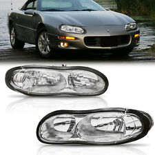 LH & RH Chrome Headlights Assembly For 1998-2002 Chevrolet Camaro Clear Lens picture