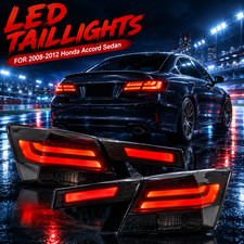 VLAND 4PCS Smoked LED Tail Lights Fit 2008-2012 Honda Accord Sedan Rear Lamps picture