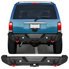Fits 1984-2001 Jeep Cherokee XJ Steel Rear bumper with LED Lights and D-rings picture