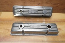 Bowtie Ansen Valve Covers Small Block Chevy 283 327 350 Finned Aluminum Vintage picture