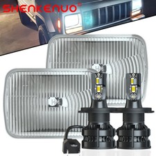 100W Pair 5x7 7x6 Square LED Headlights Hi-Lo For Ford F650 F750 F-250 L9000 picture