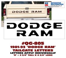 QG-805 1981 1982 1984 1985 1988 1989 1990 1992 1993 - DODGE RAM TAILGATE DECAL picture