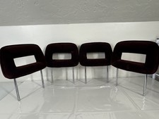 RARE Vintage Car Padded Open Center  HALO Headrest Set of 4 Near Mint BURGUNDY picture