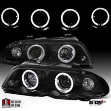 Fit 1999-2001 BMW E46 3 Series 4Dr Black LED Halo Projector HeadLIGHT Lamp LH+RH picture