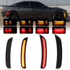 4PCS Dynamic Front Rear Smoked LED Side Marker Light For 2015-2023 Dodge Charger picture