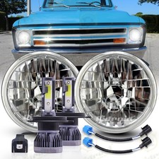 Pair 7 inch LED Headlights Round DOT Approved Hi/Lo Lamp For 1967-1972 Chevy C10 picture