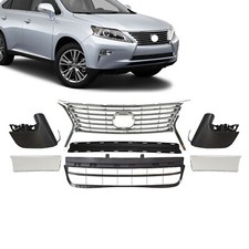 Front Bumper Upper Center Lower Grille For 2013-2015 Lexus RX350 RX450h 7pc picture