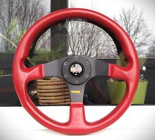 MOMO Corse 3 Spoke Red Leather Sports Steering Wheel Rare EDM JDM Civic EK EG EJ picture