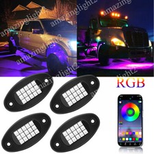 4 Pod RGB LED Rock Lights Underglow with Bluetooth APP Control For  UTV ATV RZR picture
