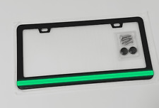 Reflective Green Road Safety License Plate Frame Tag Holder Car Black Metal picture