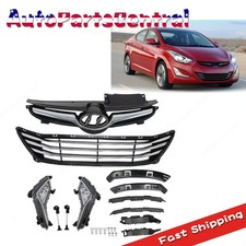 11PC For Elantra 2014-2016 Upper Lower Chrome Grille Fog lights Bumper Brackets picture