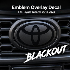 Fits 2018-2023 Toyota Tacoma Front Grille Emblem Blackout Vinyl Overlay Decal picture