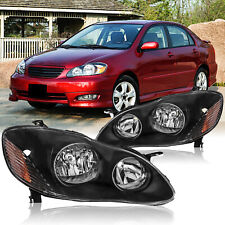 For 2003-2008 Toyota Corolla Black Housing HeadLights Assembly Left&Right Pair picture