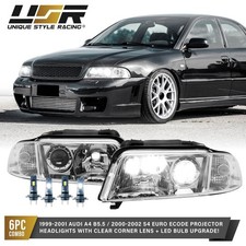 DEPO ECode Chrome Projector Headlight +LED Lo/Hi For 99-01 Audi A4 / 00-02 S4 B5 picture