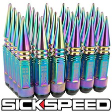 SICKSPEED 24 NEO CHORME SPIKED ALUMINUM EXTENDED 108MM 3PC LUG NUTS 12X1.25 L13 picture