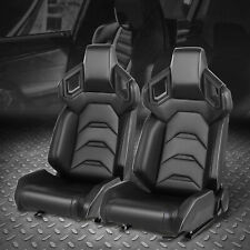 Pair of Universal Black Vinyl & Stitching Reclinable Racing Seats w/ Sliders picture