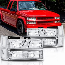 For 1994-1998 Chevy Silverado Headlights OBS C/K 1500 2500 w/ Bumper Lamps Clear picture