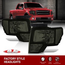 Black Smoke Replacement Head Lights Lamps Left+Right Set For 2009-2014 Ford F150 picture