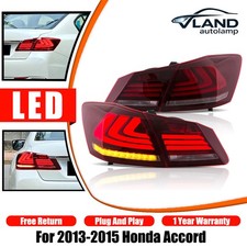 Pair VLAND RED LED Tail Lights For 2013-2015 Honda Accord w/ Start up Animation picture