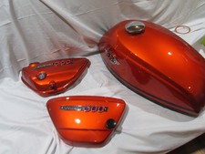 1969 SUZUKI T500 SHOW QUALITY  FUEL TANK  AND SIDE COVER SET  CANDY ORANGE picture