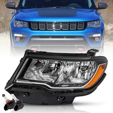 Fit 2017-2021 Jeep Compass Halogen Headlight Chrome With Bulbs Left Driver Side picture