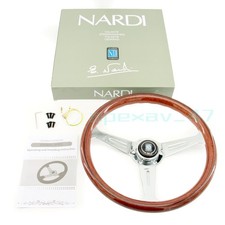 NEW NARDI Classic 360mm Mahogany Wood Steering Wheel with Silver Chrome Finish picture