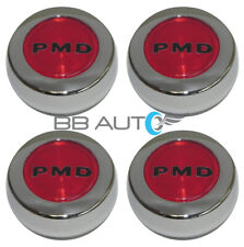 Set of 4 67-72 Pontiac Red PMD Rally Wheel II Center Caps Firebird Trans Am GTO picture