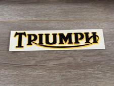 Vintage Triumph Motorcycle MX Black Yellow Decal Bumper Sticker 60s 70s NOS picture