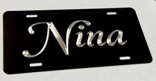 Engraved Custom Personalized Name Car Tag Diamond Etched Metal License Plate picture