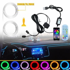 LED Neon Light Trim Glow Optic Fiber Strip Interior Car Ambient Lighting Kit.APP picture