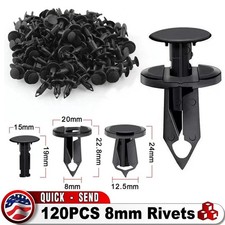 120x 8mm Bumper Clips Auto Car Hole Plastic Rivets Fastener Fender Push Pin New⭐ picture