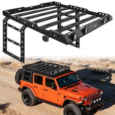 400LBS Roof Rack Cargo Basket for 2007-2018 Jeep Wrangler JK JKU w/Ladder&Lights picture