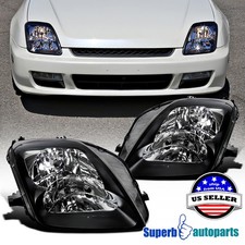 Fits 1997-2001 Honda Prelude Black Headlights Head Lamps Replacement L+H picture