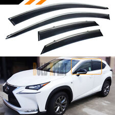 FOR 15-2021 LEXUS NX200t NX300H CLIP-ON SMOKE TINTED WINDOW VISOR W/ CHROME TRIM picture