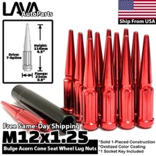 24x Red 12x1.25 Spike Lug Nut Fit Pathfinder Frontier Titan Aftermarket Rim picture
